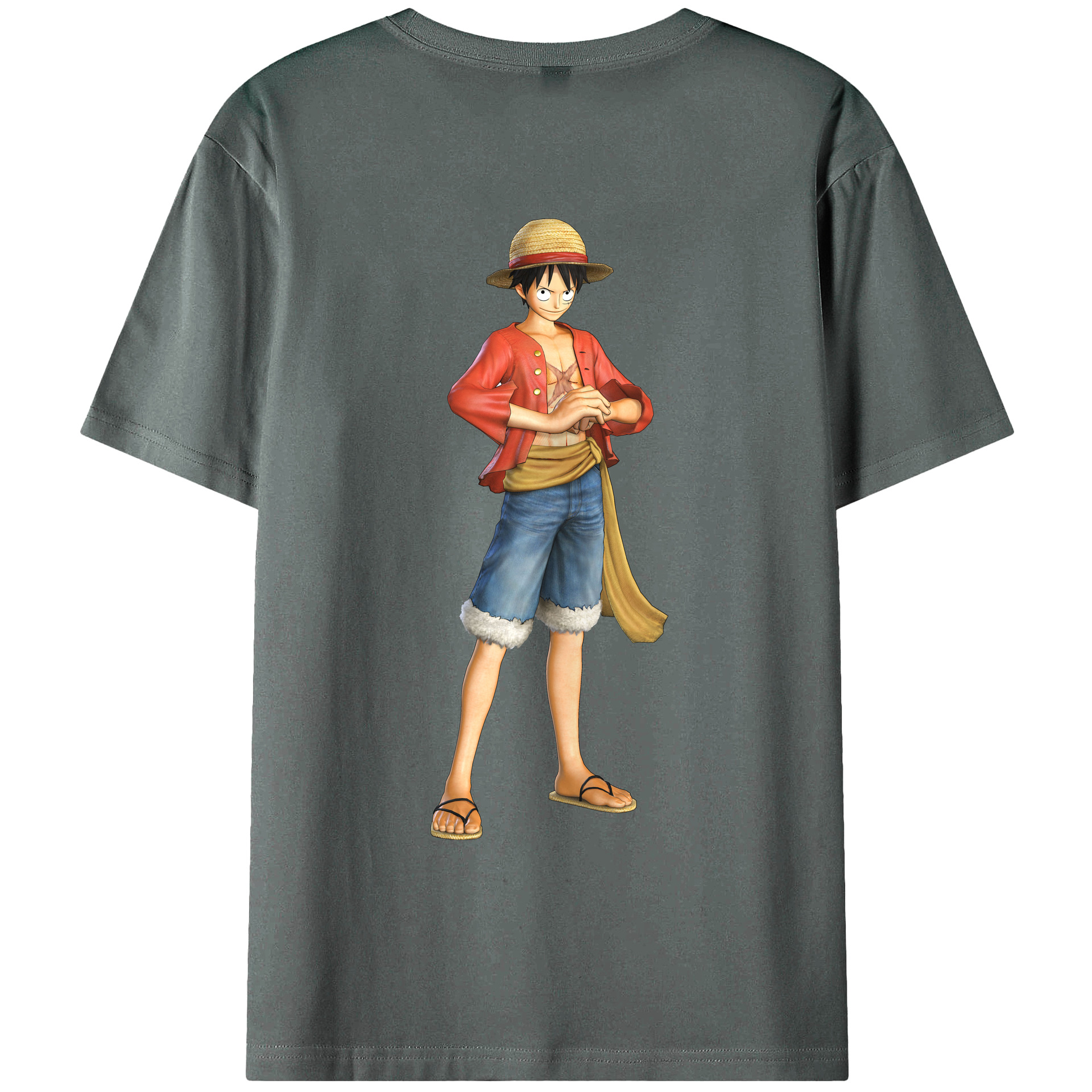 ワンピース モンキー・D・ルフィ ONE PIECE Monkey D. Luffy 綿100％ メンズ半袖Tシャツ（バックプリント） 通気性